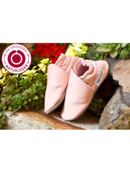 Organic leather slippers - Baby rosa