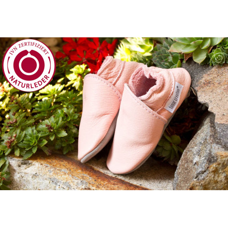 Organic leather slippers - Baby rosa