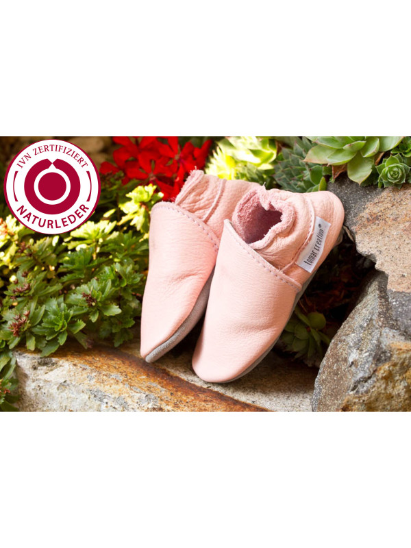 Organic leather slippers - Baby rosa