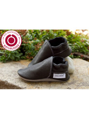 Organic leather slippers - schwarz