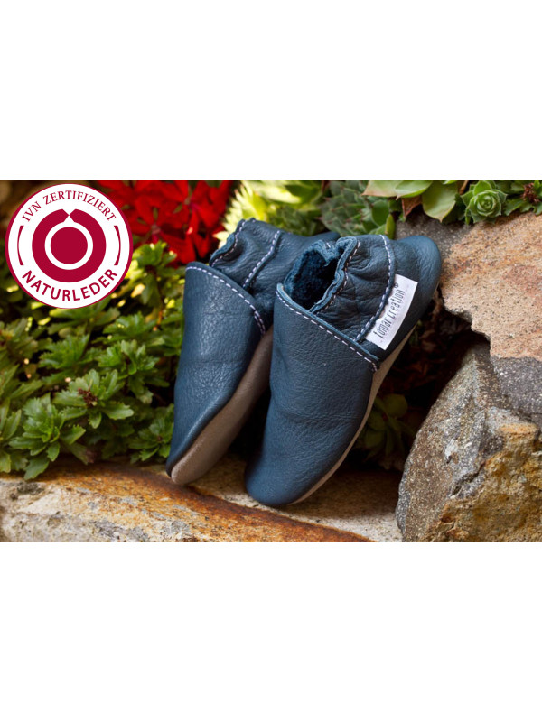 Organic leather slippers - Tobagoblau