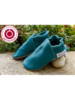 Organic leather slippers - baby blue