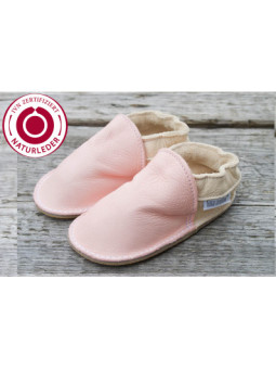 Organic leather shoes pink and beige