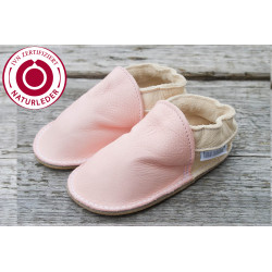 Organic leather shoes pink and beige