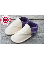 Organic leather shoes purple and beige