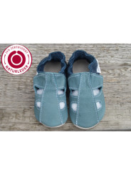 Chaussons été cuir bio blue