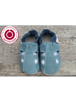 Bio kožené letné papuče blue