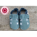 Organic leather summer slippers blue