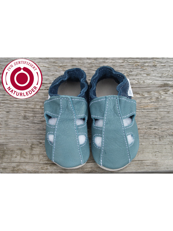 Chaussons été cuir bio blue