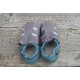 Organic leather summer slippers grey