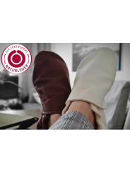 Organic leather summer slippers grey