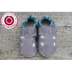 Organic leather summer slippers grey