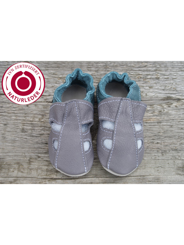 Chaussons été cuir bio grey