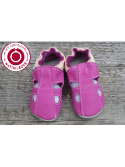 Bio kožené letné papuče pink