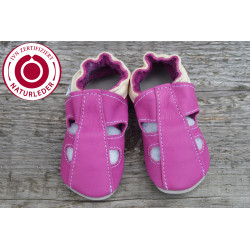 Organic leather summer slippers pink