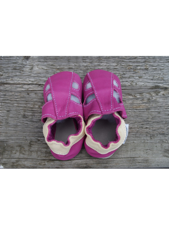 Chaussons été cuir bio pink