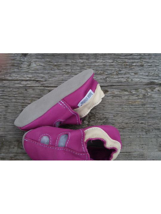 Chaussons été cuir bio pink