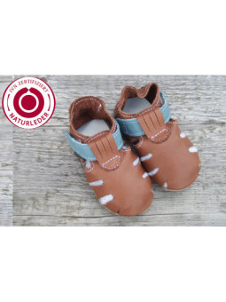 Organic Zippy summer slippers brown