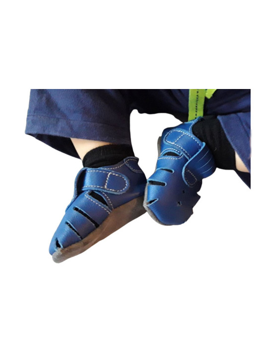 Organic Zippy summer slippers blue