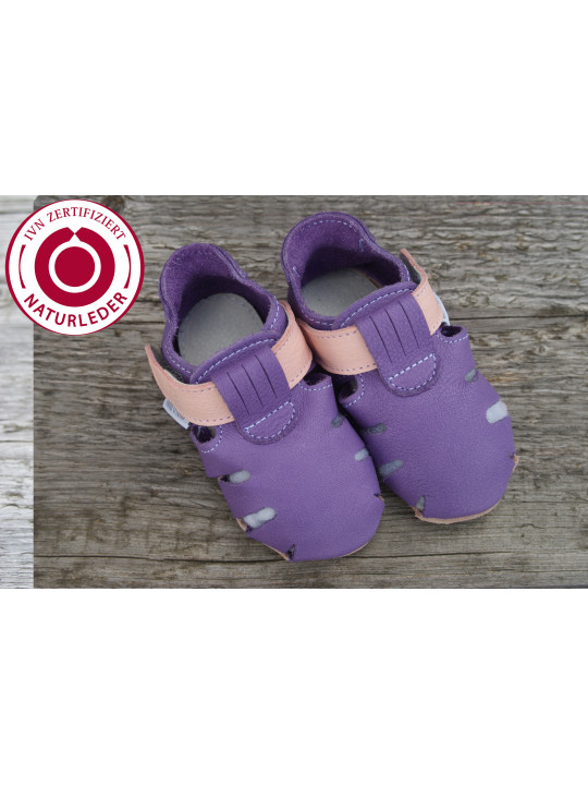 Organic Zippy summer slippers purple