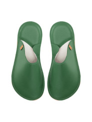 pantoufles en cuir vert avocat