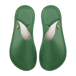 pantoufles en cuir vert avocat