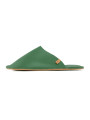 pantoufles en cuir vert avocat