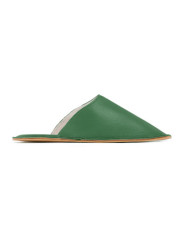 pantoufles en cuir vert avocat
