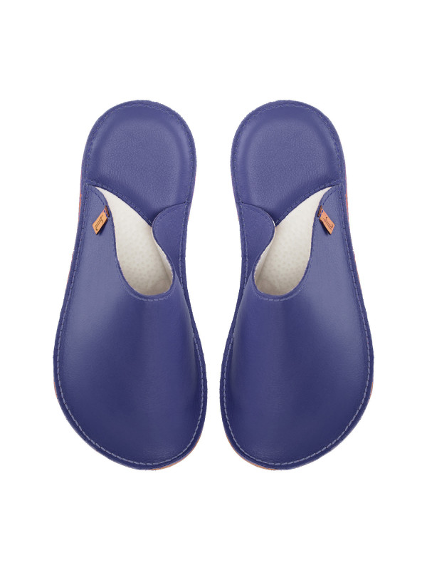 pantoufles en cuir et laine naturelle 