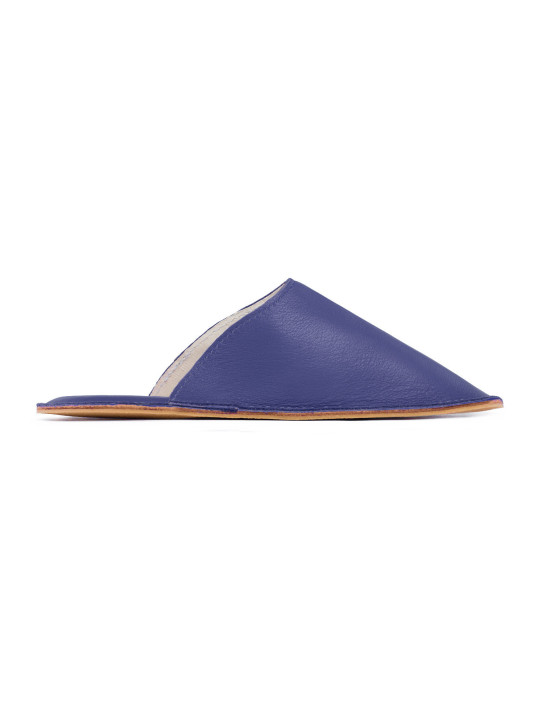 pantoufles en cuir et laine naturelle 