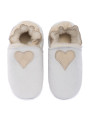 White woolen slippers,  cream heart