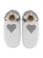 White woolen slippers,  cream heart