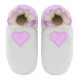 White woolen slippers, cream heart