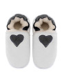 White woolen slippers,  cream heart