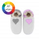 White woolen slippers, cream heart