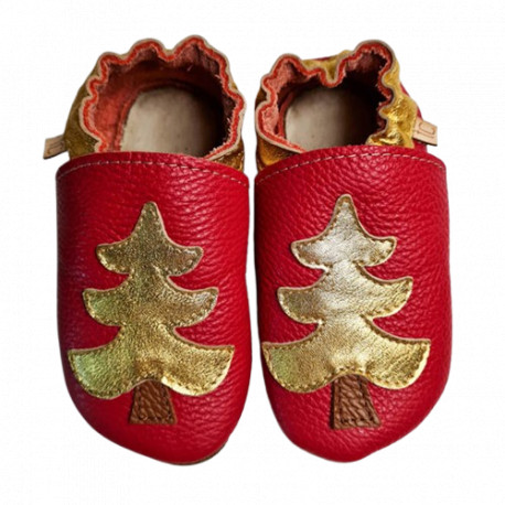 Chaussons de Noel sapin doré