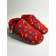 Chaussons de Noel cuir nubuck rouge