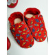 Christmas slippers red nubuck leather