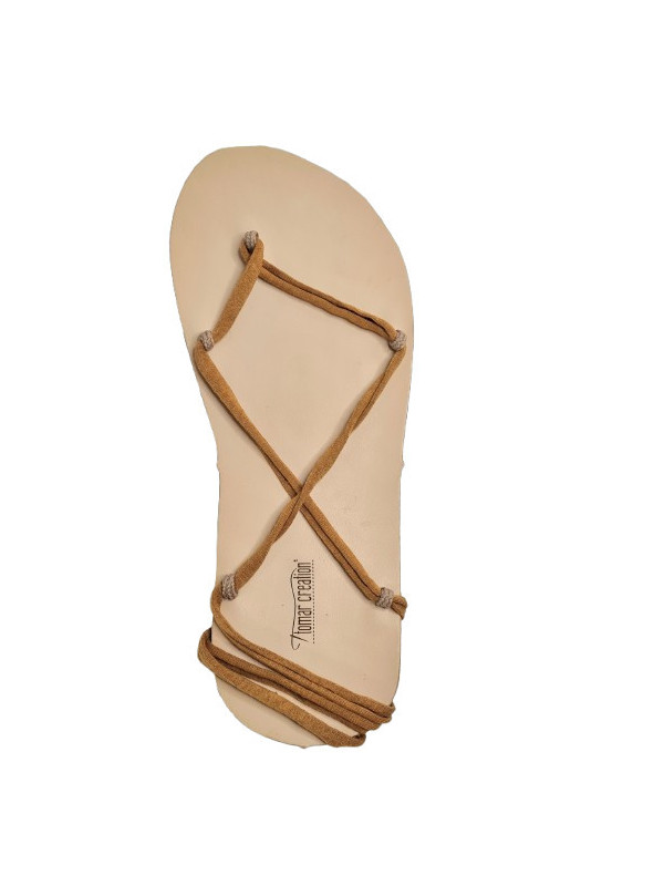 Stretch bavlnené šnúrky do sandálov bežové