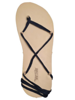 Lacets pour sandales minimalistes en coton étirable bleu marine