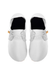 Lace up leather slippers bianco