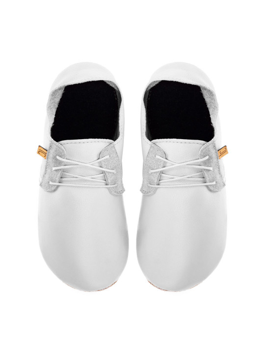 Lace up leather slippers bianco