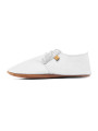 Lace up leather slippers bianco