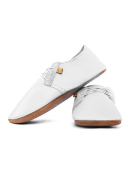 Lace up leather slippers bianco