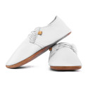 Lace up leather slippers bianco