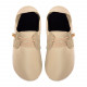 Lace up leather slippers cream