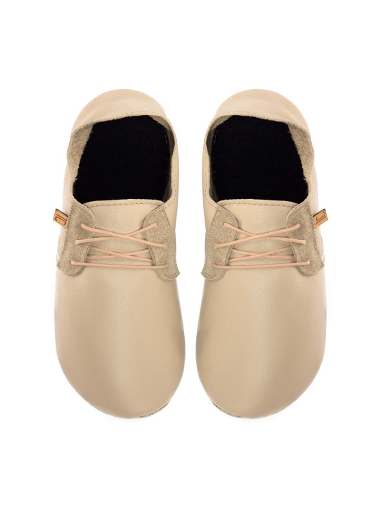 Chaussons lacets cuir cream