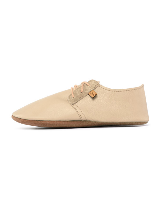 Lace up leather slippers cream