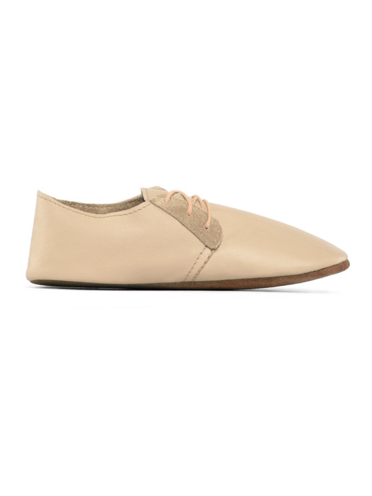 Chaussons lacets cuir cream