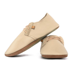 Lace up leather slippers cream